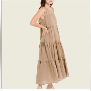 Sleeveless Tiered Maxi Dress - Taupe